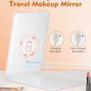 FUNTOUCH Rechargeable Travel Makeup Mirror with Lights and 10X Magnifying Mirrors, Portable Lighted Vanity Mirror with 80 Led,2000mAh Battery,3 Color Lighting,Touch Dimming,Tabletop Light up Mirror