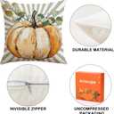 Artscope Fall Decorative Throw Pillow Covers 20x20 Inch Set of 4, Hello Happy Autumn Pumpkin Striped Maple Leaves Harvest Outdoor Farmhouse Pillow Cases for Home Sofa Couch-Orange D