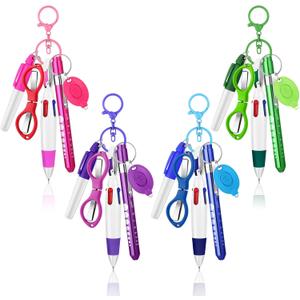 24 pcs Nurse Pen Set Include Permanent Marker Pen Pen Lights for Nurses Retractable Ballpoint Pen Nursing Keychain Clip Foldable Scissors LED Flashlight Keychain for Nurses (Blue Green Pink Purple)