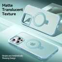 Magnetic Invisible Stand Designed for iPhone 15 Pro Max Case [Military Drop Protection] [Compatible with MagSafe] Shockproof Slim Translucent Matte Cover for iPhone 15 Pro Max Phone Case 6.7", Blue