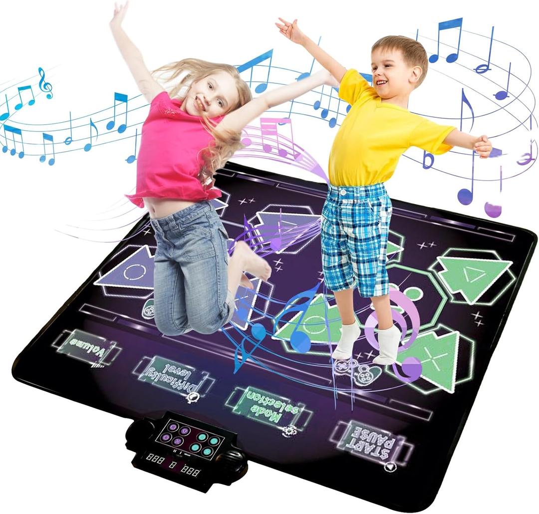 CORPER TOYS Electronic Dance Mat for Kids with Built-in Music and Adjustable Volume 2-Player Dance Pad Game Toys for Girls Boys Toddler Gift for Birthday Indoor Outdoor Activities