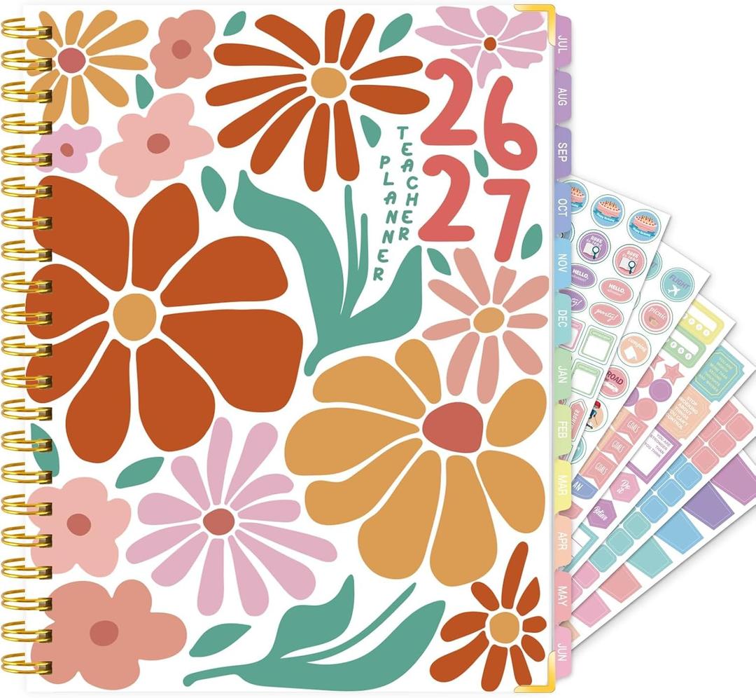 Teacher Planner 2026-2027 Academic Year, Academic Planners for Teachers from July 2026 to June 2027, 8.5"x11" Large Weekly & Monthly Lesson Planner with Pocket & Stickers for School Teachers Supplies