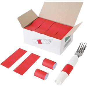 NATURALABEL 2000 PCS Paper Napkin Rings with Box, Self-Adhesive Napkin Bands, for Memorial Day, Family Reunion, Birthday Party, Wedding, Celebration (Red)