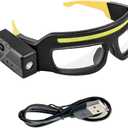 LED Glasses Rechargeable Headlight Glasses with Motion Sensor and Touch Control 5-Mode Headlamp Glasses, Suitable for Running, Camping, Fishing, Cycling, Hiking, Hands-Free, Lighted Glasses(Yellow)