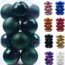 Emopeak 16Pcs Christmas Balls Ornaments for Xmas Tree - 3.15 inch Shatterproof Christmas Tree Decorations Hanging Ball for Holiday Wedding Party Decoration Dark Green