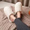 ULTRAIDEAS Women's Fuzzy Slip-on Slippers, Cozy Indoor House Shoes with Memory Foam (White, XL)