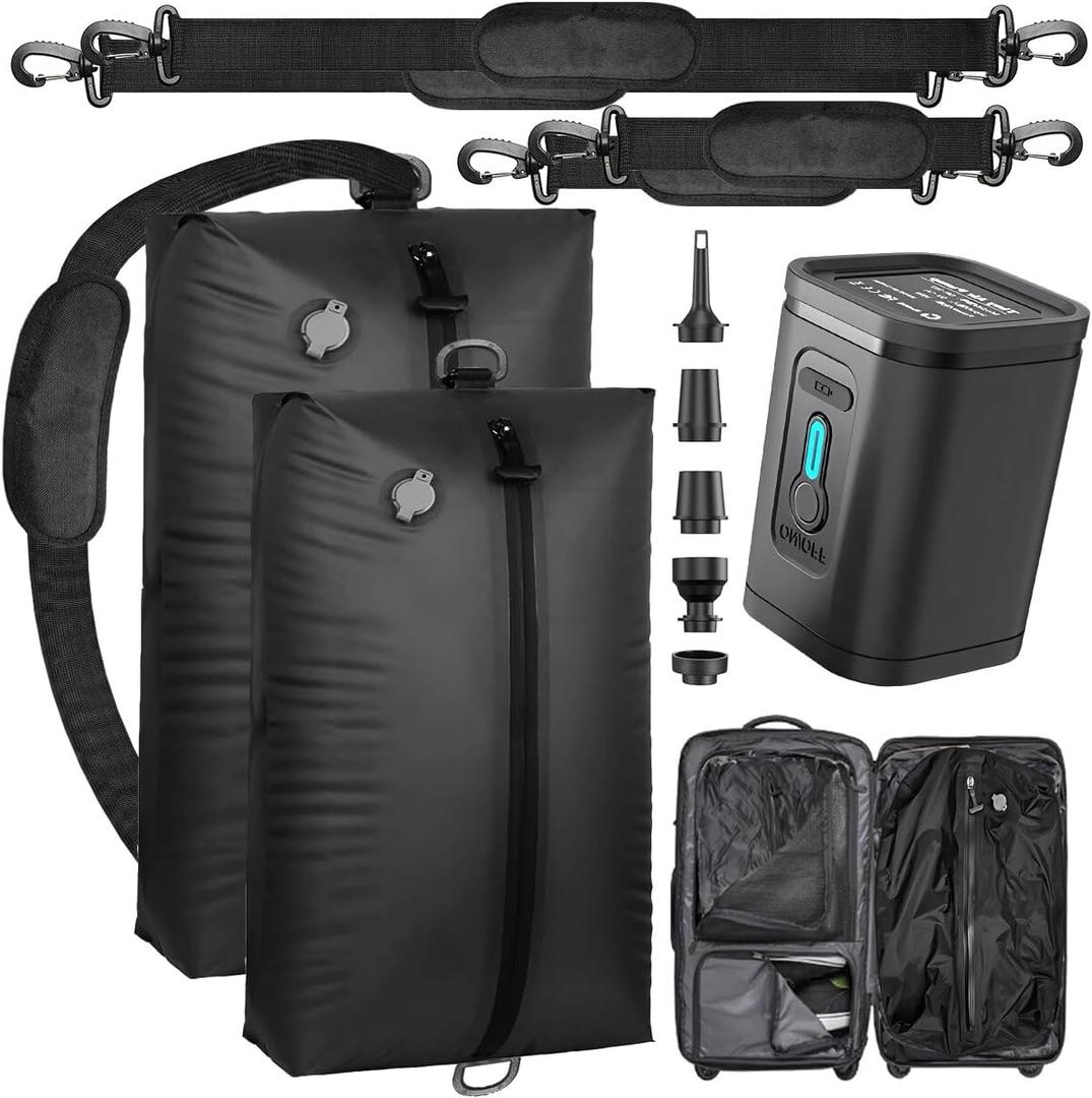 Vacuum Seal Bags For Clothing Travel With Wireless Pump,2PACK Reusable Waterproof Vacuum Compression Bag with 4 Shoulder Strap for Luggage and Suitcase