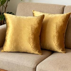 Bunliuys 2 Pack 18x18 Pillow Cover Velvet Pillow Covers, Square Throw Pillow Covers for Living Room Decorations Throw Pillow Case, Throw Pillow Cover Cushion Cover for Home Sofa Bedroom Car, Golden