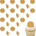 Gold Medal Cupcake Rings, 24 Cupcake Toppers For Sports Celebrations, Winter Olympics, Number 1, Food Safe Cake Toppers 24 Pack