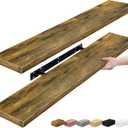 Pack of 2 Sorbus Floating Shelves for Wall - 35 Inch Long Bathroom Shelves, Wall Decor for Bedroom, Kitchen, Living Room & Book Storage - Mounted Floating Shelf with Invisible Brackets, Rustic Brown 