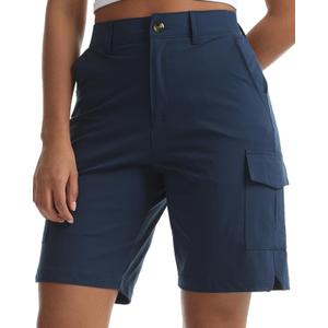 Women's Lightweight Hiking Cargo Shorts for Running Athletic Camping Travel Golf - Water Resistant with 5 Pockets (Blue) XL