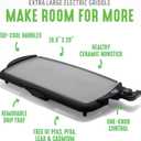 GreenLife 20” Extra Large Electric Griddle, Non-Toxic PFAS & PFOA-Free Ceramic Nonstick, Temperature Control, Quick Even Heating, Removable Drip Tray, Pancakes, Eggs, Sausage, Easy Clean, Black