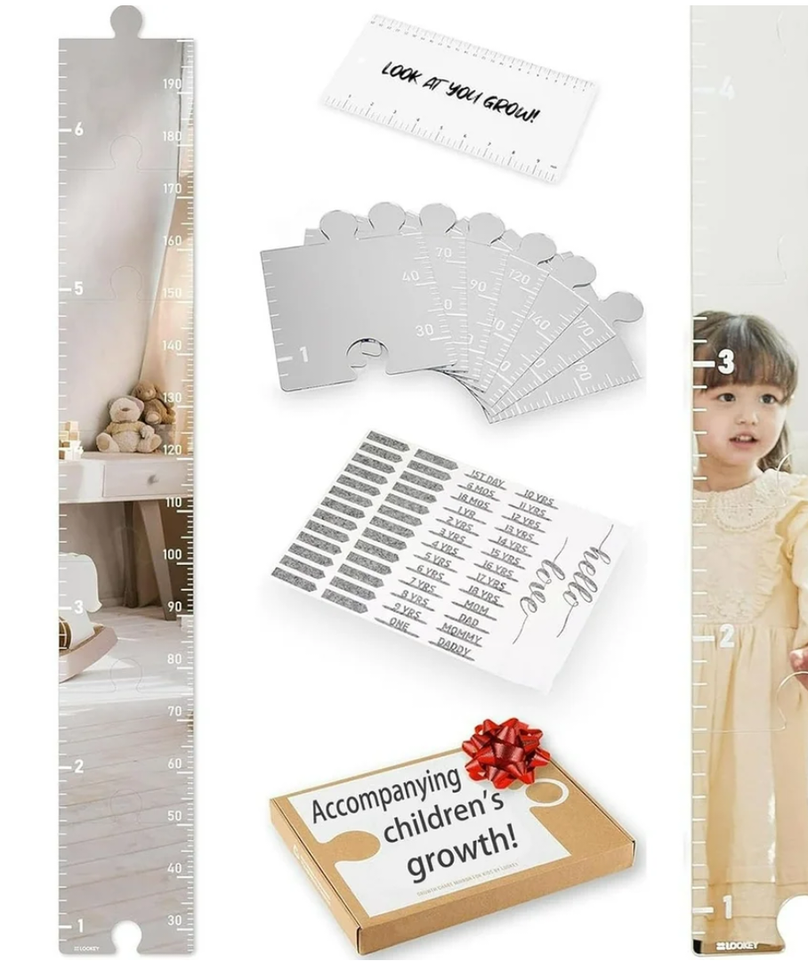 ZELAMBIS Growth Chart Mirror, Children's Growth Chart Mirror, Puzzle Mirror Growth Chart for Kids, Mirror Growth Chart for Wall, Bedroom Wall Decor, Foldable Height Measuring Mirror
