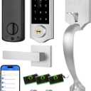 Fingerprint Smart Door Lock for Front Door with Handle Set, App Control, Keyless Entry Keyless Deadbolt, Digital Electronic Touchscreen Keypad, Auto Lock, Satin Nickel