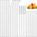 20 Pack Reusable Glass Straws,6 Straight and 4 Bent and 6 Short Glass Straw with 4 Brushes,Perfect for Cocktail, Smoothies, Juice, Milkshakes(8.5''/5.9''10mm)