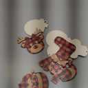 36 Pieces Christmas Buffalo Plaid Hanging Ornaments Christmas Tree Wooden Hanging Decor Wooden Christmas Ornaments Snowflake Reindeer Snowman Plaid Christmas Decor, 12 Styles(Black Red)