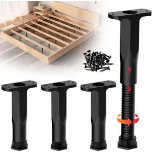 Bed Support Legs 6-11Inch,4 Pack Center Bed Replacement Parts,Adjustable Furniture Height Frame for Leveling Bed Brackets,King Size Furniture Heavy Duty Wood Slat