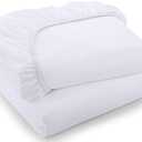 Bedding Twin Fitted Sheets - Bulk Pack of 2 Bottom Sheets - Soft Brushed Microfiber - Deep Pockets - All Around Elastic (White)