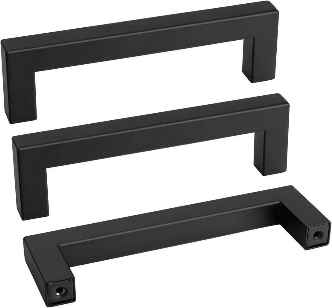 Goldenwarm 35 Pack 4 INCH Black Square Bar Cabinet Pull - Drawer Pulls Stainless Steel Modern Hardware for Kitchen and Bathroom Cabinets Cupboard - Center to Center 4in(102mm) Cabinet Handles
