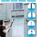 25FT Reach Window Squeegee Kit with Extension Pole, 2-in-1 Professional Washer for High Windows, 5-20FT Adjustable Reach, Rotatable Head for Indoor & Outdoor Use, Streak-Free Cleaning Tool for Home