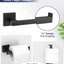 Matte Black Bathroom Hardware Set 4 Pieces, Toilet Paper Holder Set SUS304 Stainless Steel Bath Hand Towel Ring Set for Bathroom Hardware Accessories Set Wall Mounted