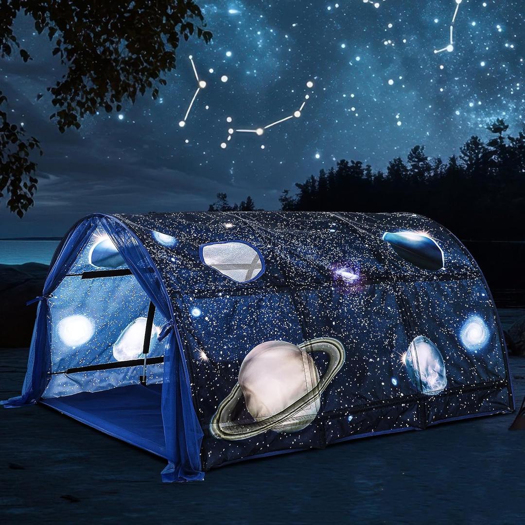 Galaxy Twin Bed Tent Large Twin Tent Play Bed with Carry Bag Foldable for Bedroom Indoor