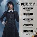 Benehair Black Braided Wig With Bangs, Long Braid Pigtail Wig For Women Adult Halloween Themed Party Cosplay Wed