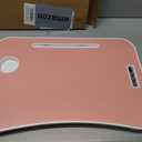 ZEAPTAC Laptop Bed Desk, Foldable Lap Desk, Portable Lap Table, Laptop Stand with Cup Holder & Tablet Slot & Lifting Handle for Working Writing Drawing & Eating - Pink