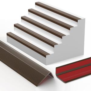 10FT Stair Nosing Rubber Edging, Non-Slip Self-Adhesive Staircase Step Edge Protector, Peel and Stick Vinyl Trim for Indoor and Outdoor Steps Stairs Non-Slip and Waterproof (Brown)