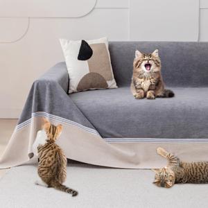 Cat Scratch Furniture Protector - Anti-Slip, Waterproof Sofa Cover to Keep Cats Off, Pet-Friendly Couch Protectors for 3 Cushion Couch, Anti-Scratch Couch Cover for Pets and Kids 118"X91", Dark Gray