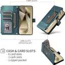 Asuwish Phone Case for Samsung Galaxy S24 Ultra 5G Wallet Cell Cover with Tempered Glass Screen Protector RFID Blocking Crossbody Strap Flip Credit Card Holder S24Ultra 24S S 24 24Ultra Women Men Blue