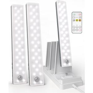 EZVALO 3-Pack Under Cabinet Lighting with Charging Station, 2000mAh Rechargeable Wireless Motion Sensor Lights, 3 Color Temps, Dimmable, Timer, Magnetic, with Remote Control for Kitchen, Closet
