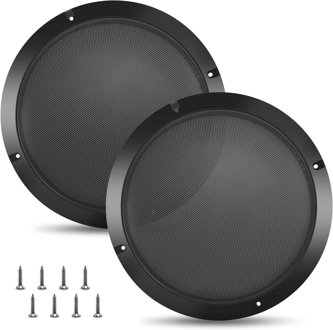 8'' Speaker Grill Cover 2 Packs 8 Inches Steel Mesh Speaker Subwoofer Grille Grill with 8 Screws- Black