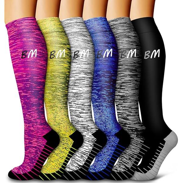 6 Pack Copper Compression Socks for Women and Men Circulation-Best Support for Medical,Running,Nursing,Athletic, Size: L/XL