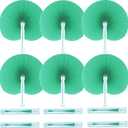 Bestage 20 Pieces Decorative Paper Folding Hand Fans Handheld,Green Round Wedding Foldable Fans Chinese and Japanese Fans Bulk for Bridal Guest Church Party Favors Dancing Birthday DIY