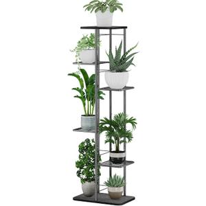 Simple Trending Plant Stand Shelf Indoor Outdoor Waterproof, 6-Tier 7 Potted Heavy Duty Metal Tall Flower Holder for Multiple Corner Display