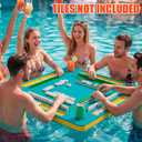 Floating Mahjong Table for Pool - 33.5in Foldable Water Game Table for Card Games & Tile Games - Portable Swimming Pool and Hot Tub Float Board Game Tray for Adults, Domino Floater Table (Blue)