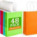 BagDream 48 Pieces 10x5x13 Assorted Gift Bags Rainbow Colors Kraft Paper Party Favor Gift Bags with Handles for Wedding, Baby Shower, Birthday, Gifts, Shopping and Party Supplies
