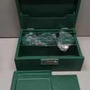 Large Green Bamboo Box with Combination Lock, Decorative Storage Box with Removable Tray & Detachable Compartment, Wooden Boxes with Alright Jars & Brushes & Storage Tubes as Great Gift Choice