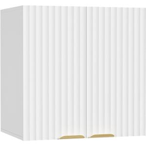 ChooChoo Bathroom Wall Cabinet, Kitchen Storage Cupboard Cabinet with 2 Doors, Fluted Laundry Room Cabinet for Bathroom, Kitchen, Garage, White