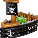 Zhanmai Halloween Inflatable Pirate Ship Drink Cooler Inflatable Serving Bar Food Container for Summer Halloween Pirate Birthday Party Favor Supplies Decorations(Vintage Color,Cool)
