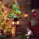 3.2Ft DIY Felt Christmas Tree Set for Kids Toddlers, 32 Hanging Ornaments Felt Christmas Tree with Light Wall Craft Kits for Xmas Party Office Decoration, New Year Door Wall Decorations