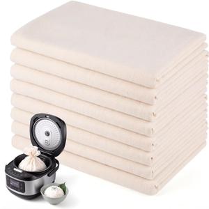 8 Pcs 43" x 43" Sushi Rice Cooking Net Non Stick Rice Cooker Napkin Reusable Cooking Steam Cloth Mat for Home, Restaurant, Camping, Commercial Cooker Accessories