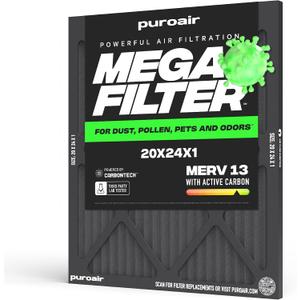 PuroAir MegaFilter 20x24x1 Air Filter MERV 13 HVAC Furnace Filter (1-Pack)