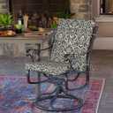 Arden 2-Pack Outdoor Patio Dining Chair Cushion, 20x44, Rain-Proof Seat Pad, Fade-Resistant Outdoor Cushion Black Aurora Damask