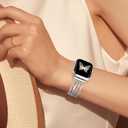 Newlibery Chain Bracelet Band Women Compatible with Apple Watch 42mm(S1/2/3) 44mm 45mm 46mm 49mm Adjustable Fashion Slim Jewelry Strap for iWatch Series 11/10/9/8/7/6/5/4/SE 3/2/1/Ultra1 2 3 Silver A