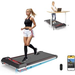 Under Desk Treadmill, Walking Pad, Portable Treadmill, Treadmill with Incline, with Remote Control, LED Display - Perfect for Home, Office, & Gym Use, Red