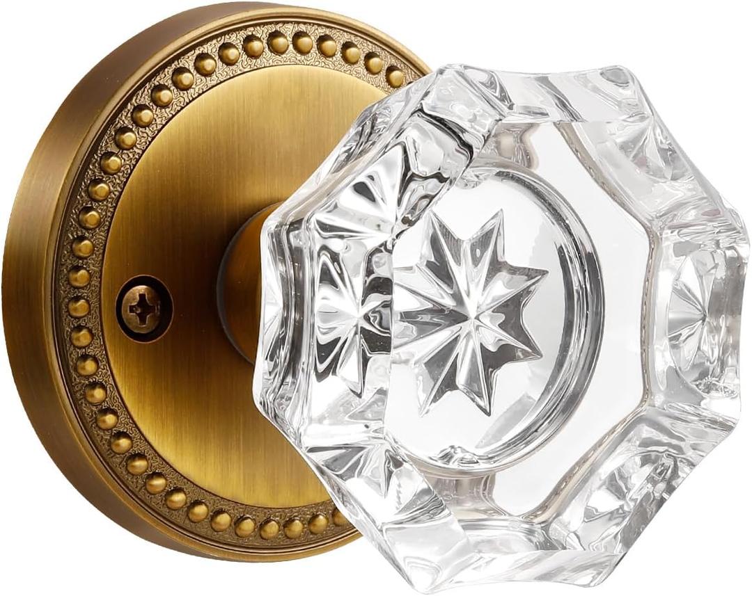 Antique Brass Door Knobs Crystal Door Knob Passage Door Knobs Glass Interior Door Knob for Hall and Closet 1 Pack Antique Brass Door Knobs Crystal Door Knob Passage Door Knobs Glass Interior Door Knob for Hall and Closet 1 Pack