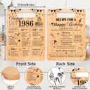 40th Birthday Gifts for Women Men, 40 Year Old Vintage 1986 Double Sided Cutting Board Present, Recipe for a Happy Birthday Cutting Board for Her Him