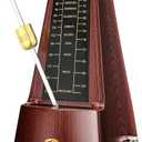 Mechanical Metronomes for Piano Guitar Drum Violin and Other Musical Instruments with Loud Sound and Accurate Beat Multiple Beat Modes for Beginners(Walnut Color)